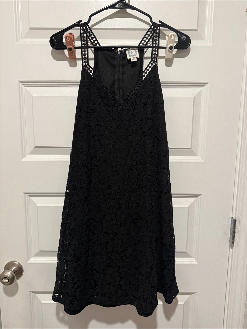 Blue Rain Black Lace Mini Dress with Racerback Detail